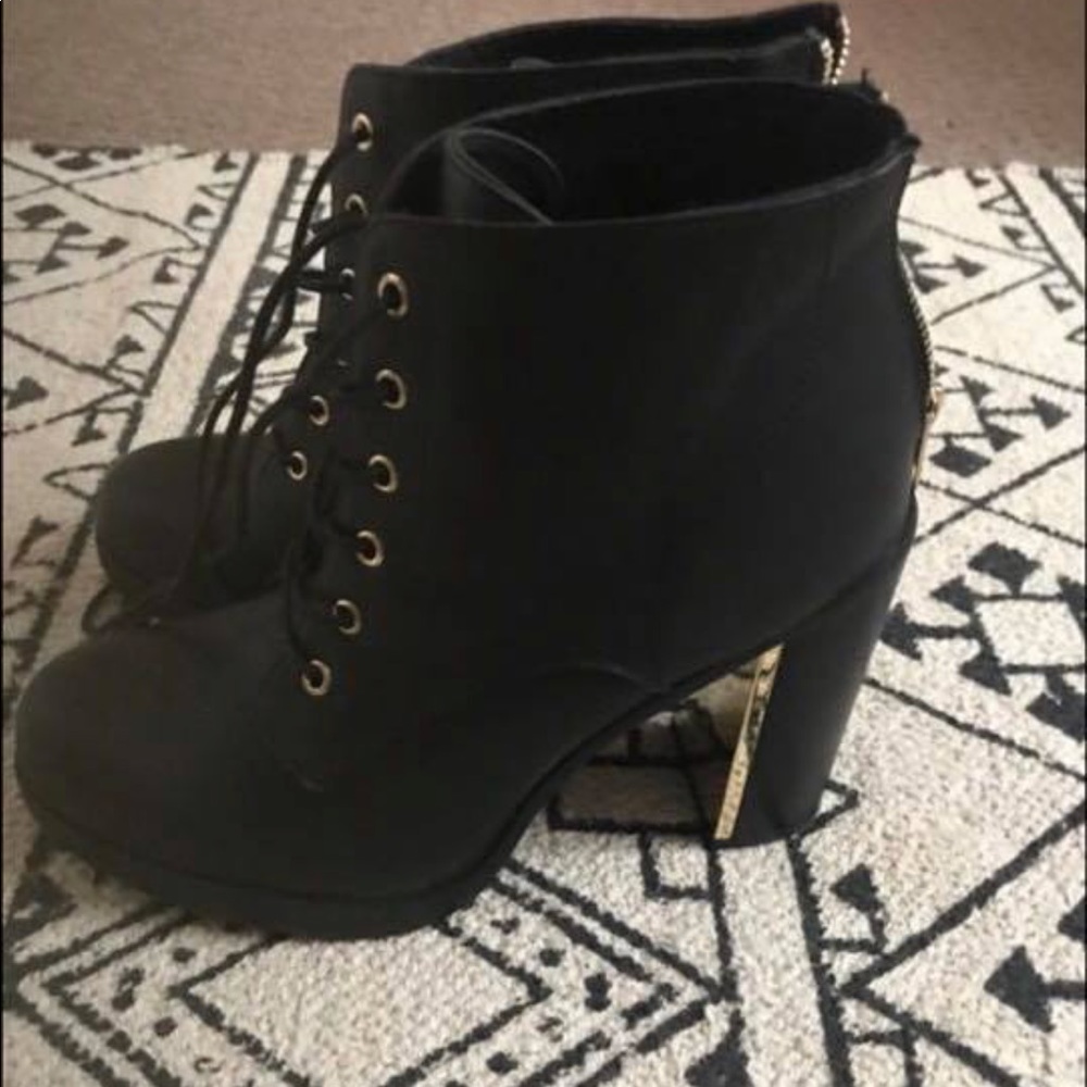 Black Metal Laced Up heels